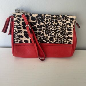 Red and Black Animal Print Women's Bag